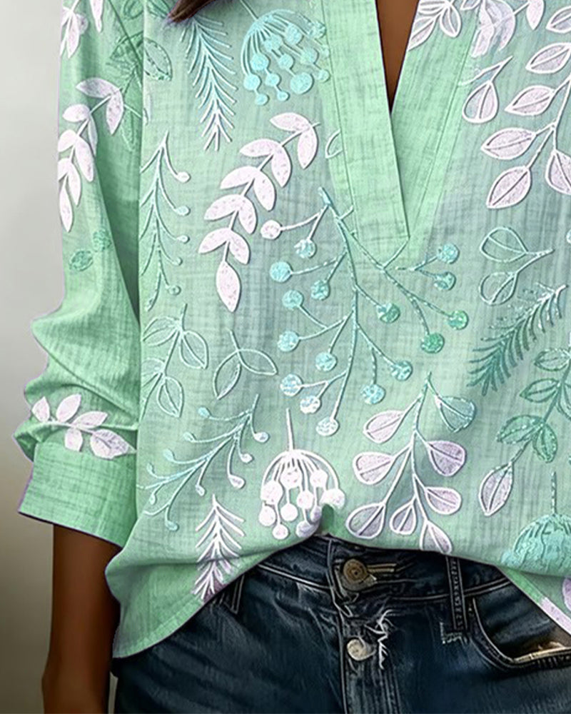 Blusa mujer floral elegante con escote en V – ligera y cómoda para el verano