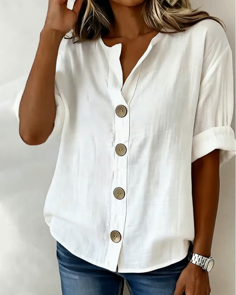 Blusa de Algodón para Mujer con Botones – Estilo Holgado y Comodidad Diaria