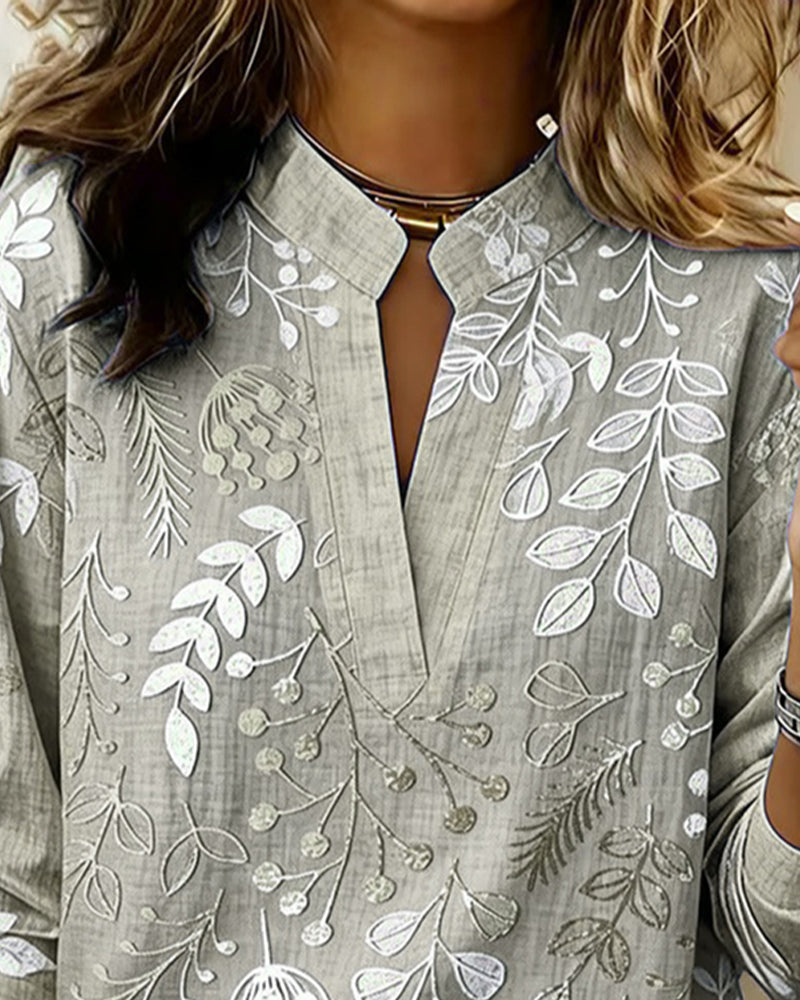 Blusa mujer floral elegante con escote en V – ligera y cómoda para el verano