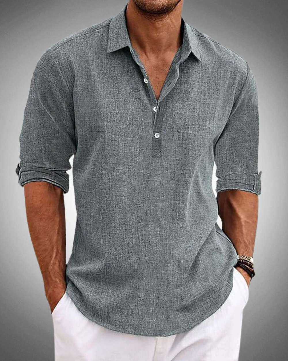 SABBIO Classic Cotton Shirt in grey