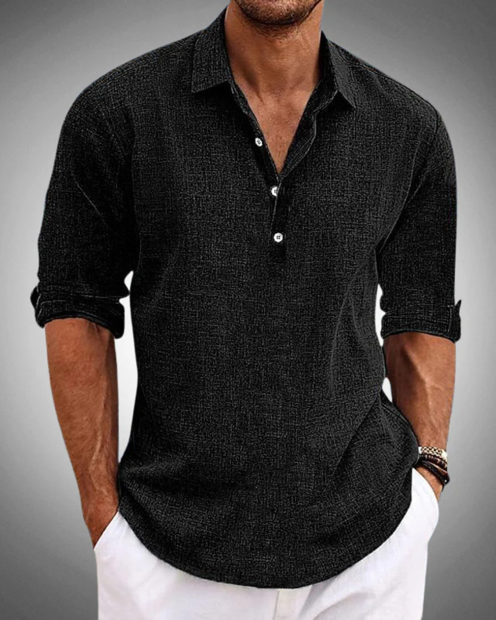 SABBIO Classic Cotton Shirt in black