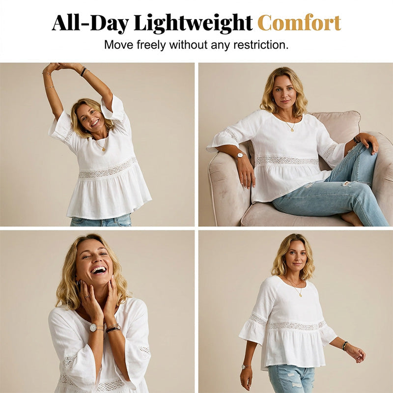 Blusa para mujer con delicado encaje y corte peplum de caída fluida