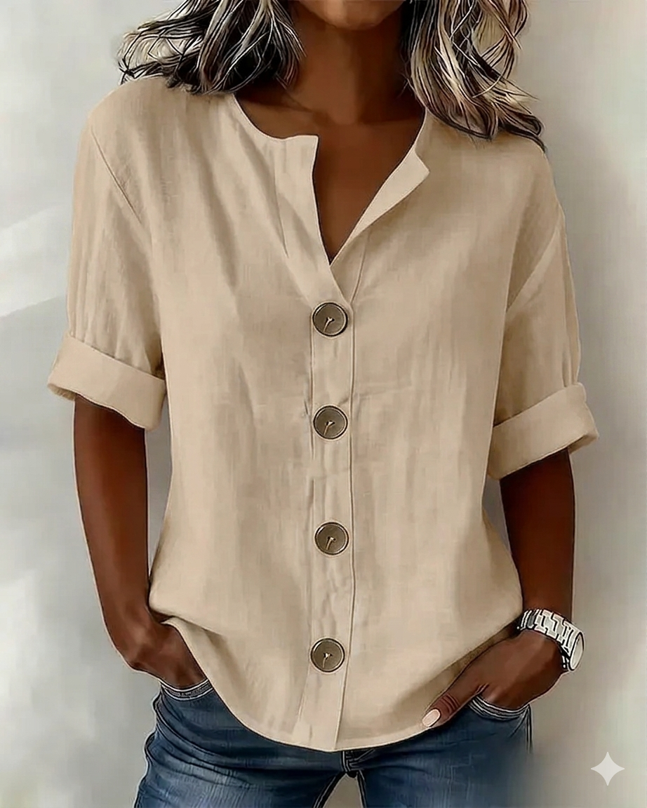 Blusa de Algodón para Mujer con Botones – Estilo Holgado y Comodidad Diaria