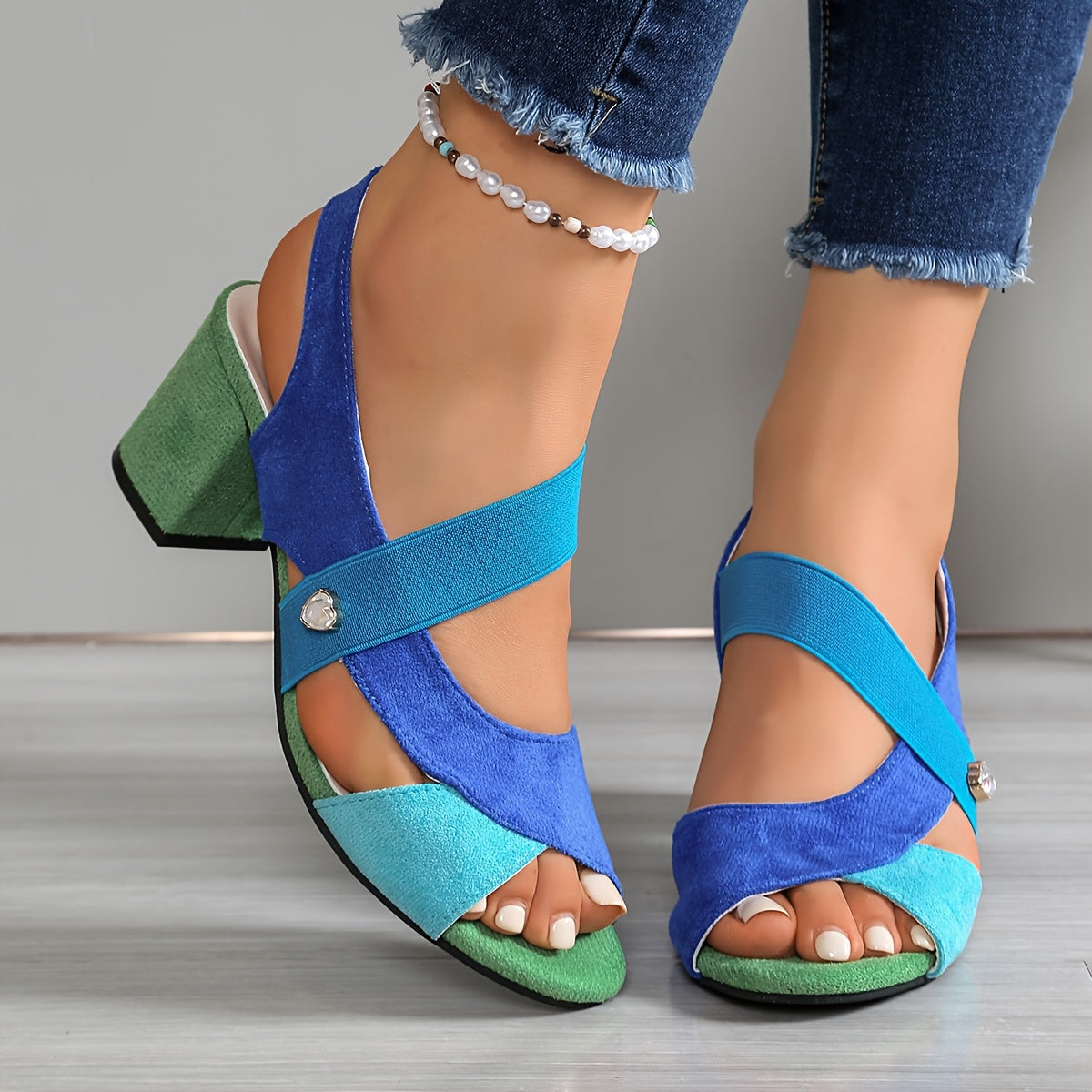 Sandalias ortopédicas para damas con tacón de bloque y tiras cruzadas, comodidad y soporte duraderos