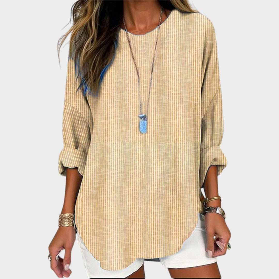 Blusa de Rayas para Mujer, Manga Larga – Camisa Casual y Elegante