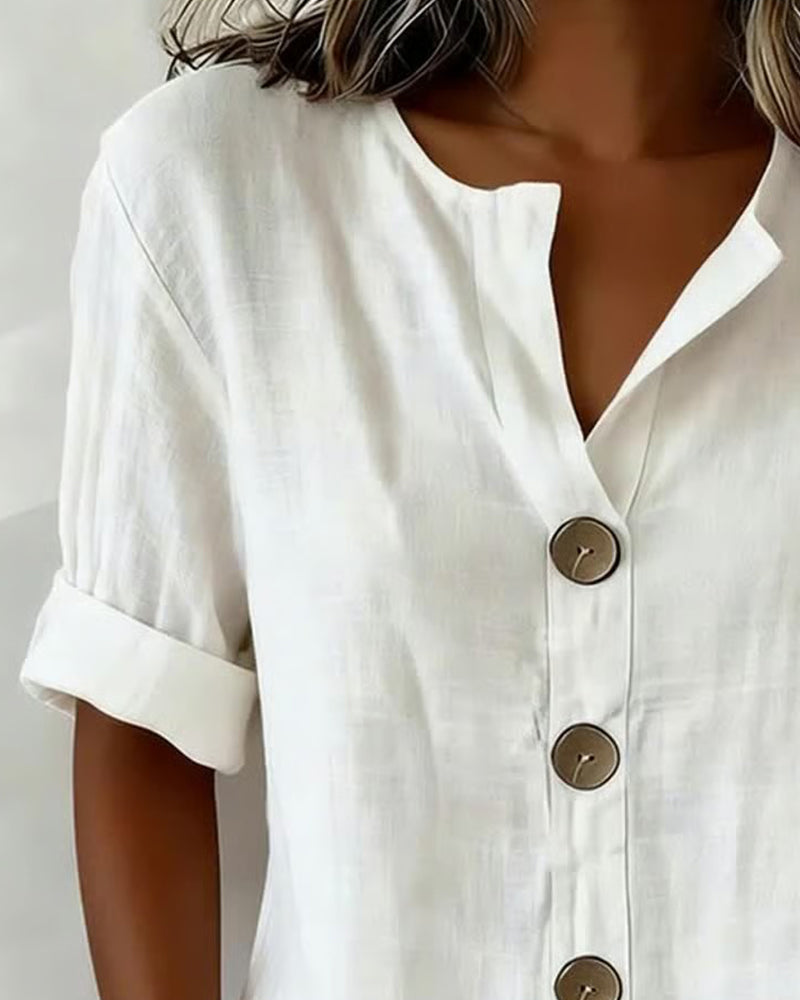 Blusa de Algodón para Mujer con Botones – Estilo Holgado y Comodidad Diaria