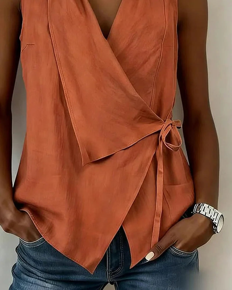 Top asimétrico sin mangas para mujer – estilo envolvente y ligero para el verano