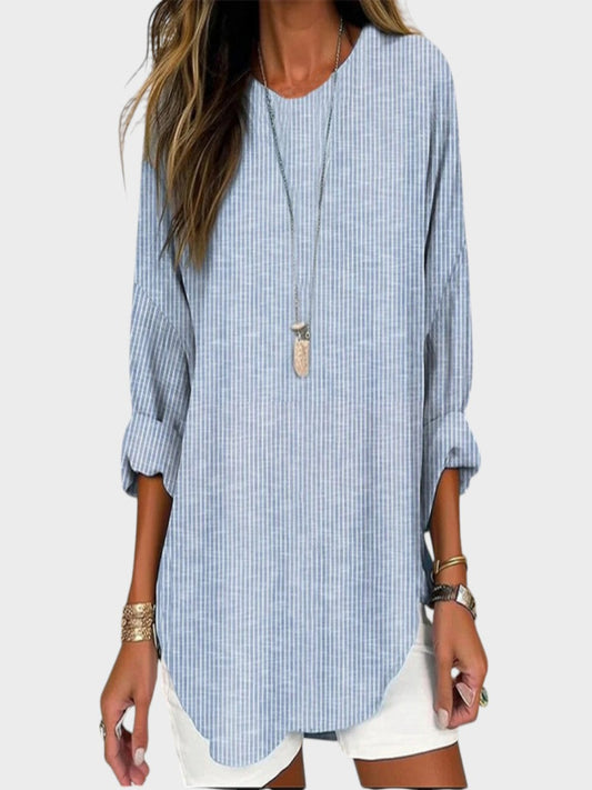 Blusa de Rayas para Mujer, Manga Larga – Camisa Casual y Elegante