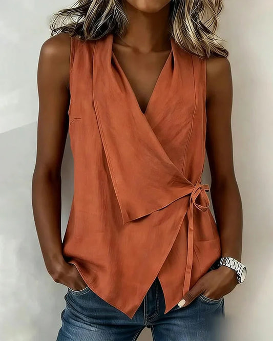 Top asimétrico sin mangas para mujer – estilo envolvente y ligero para el verano