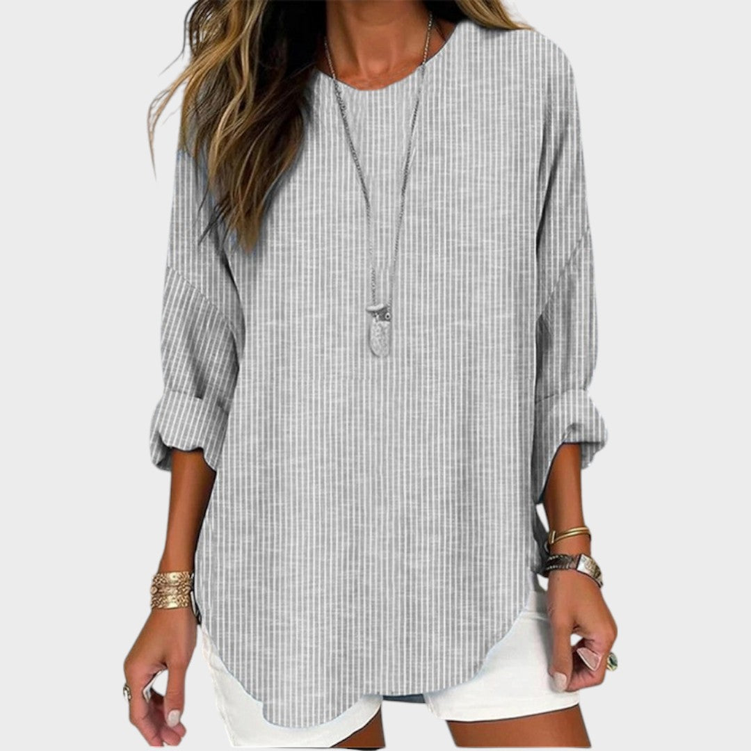 Blusa de Rayas para Mujer, Manga Larga – Camisa Casual y Elegante