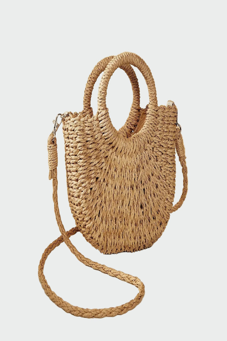Bolso de Mujer Tejido Vintage con Asa Redonda – Estilo Natural y Elegante