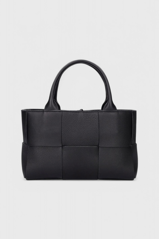 Bolso shopper negro para mujer elegante y espacioso – gran bolso de cuero vegano tejido