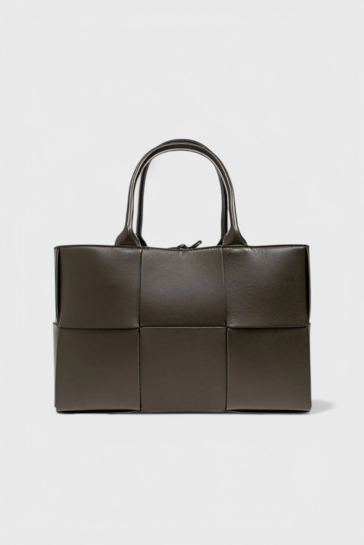 Bolso shopper negro para mujer elegante y espacioso – gran bolso de cuero vegano tejido