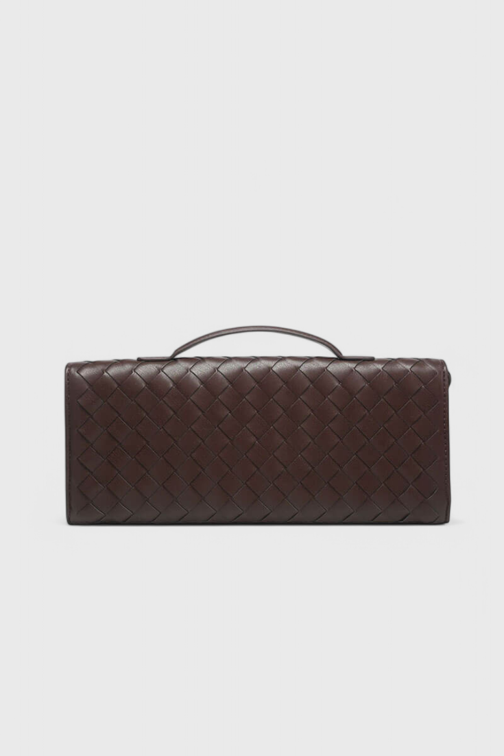 Clutch verde elegante para mujer — bolso baguette de cuero vegano con correa