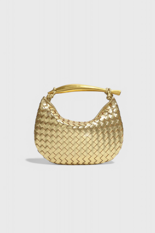 Bolso dorado elegante para mujer — mini bolso de lujo con asa metálica