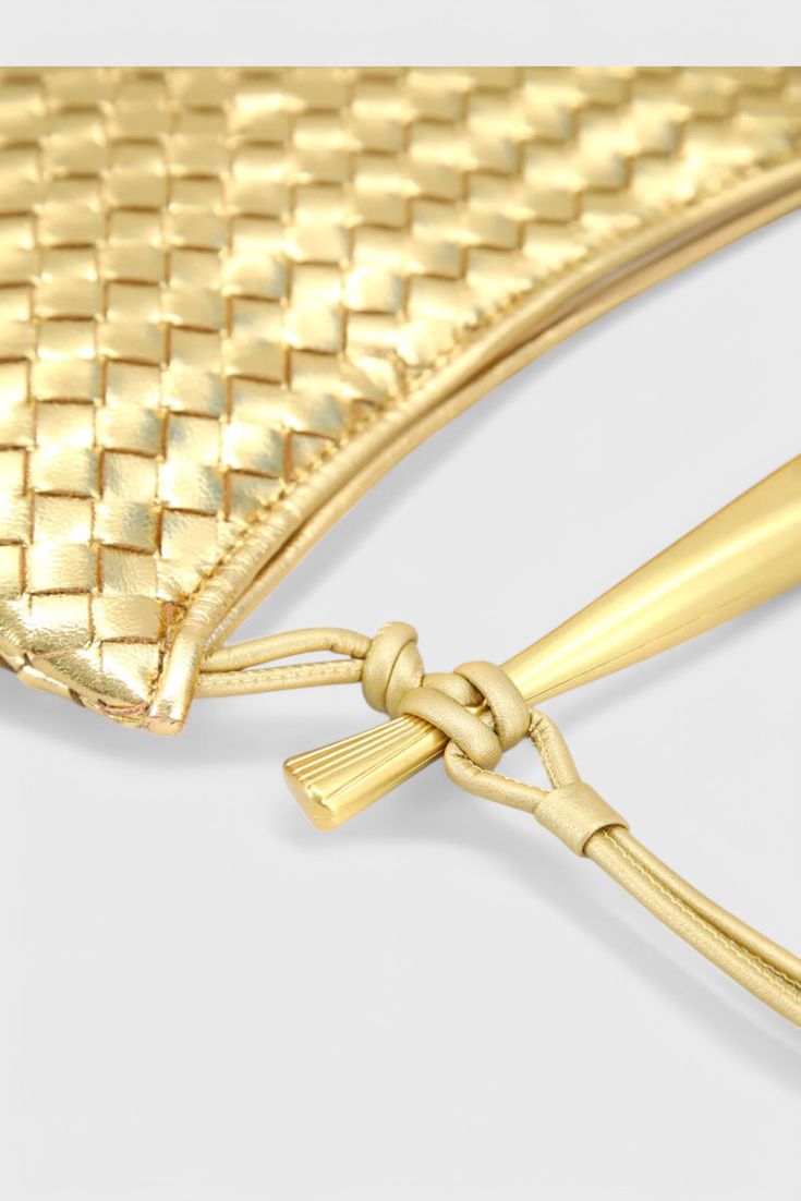 Bolso dorado elegante para mujer — mini bolso de lujo con asa metálica