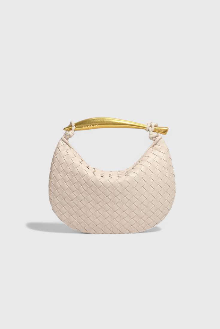 Bolso dorado elegante para mujer — mini bolso de lujo con asa metálica