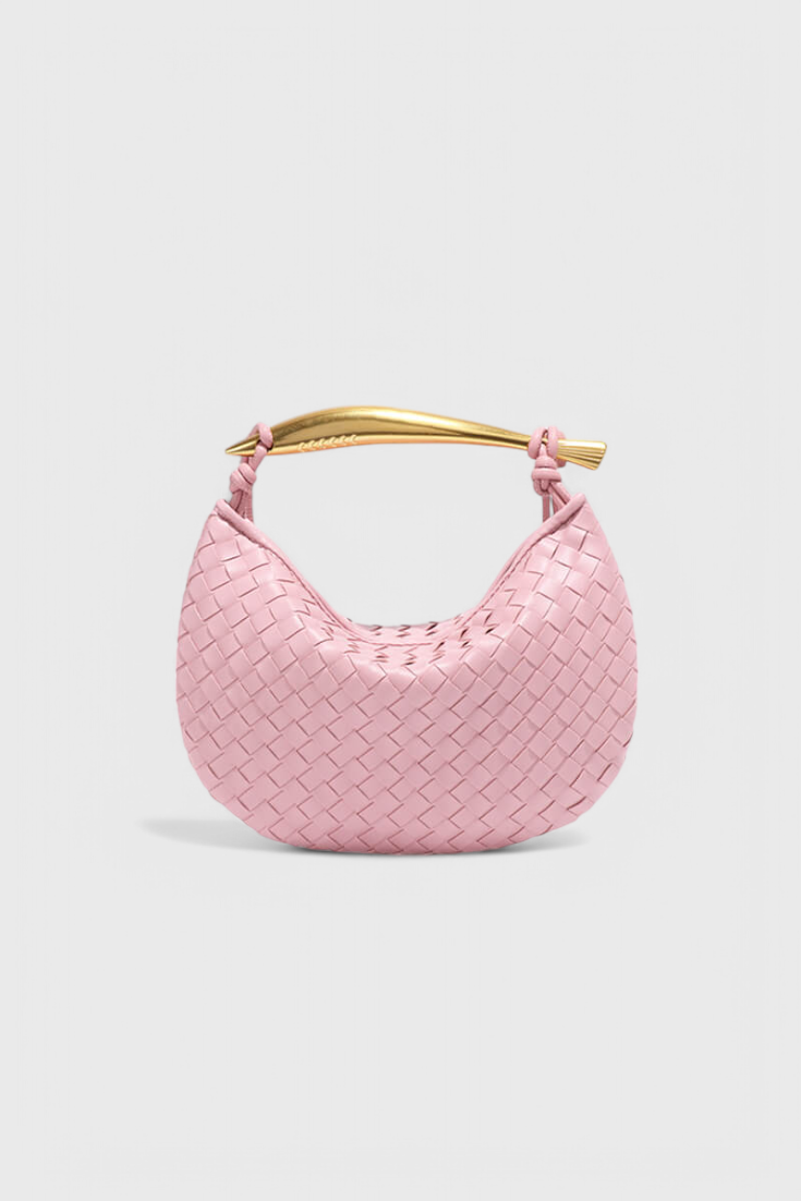 Bolso dorado elegante para mujer — mini bolso de lujo con asa metálica