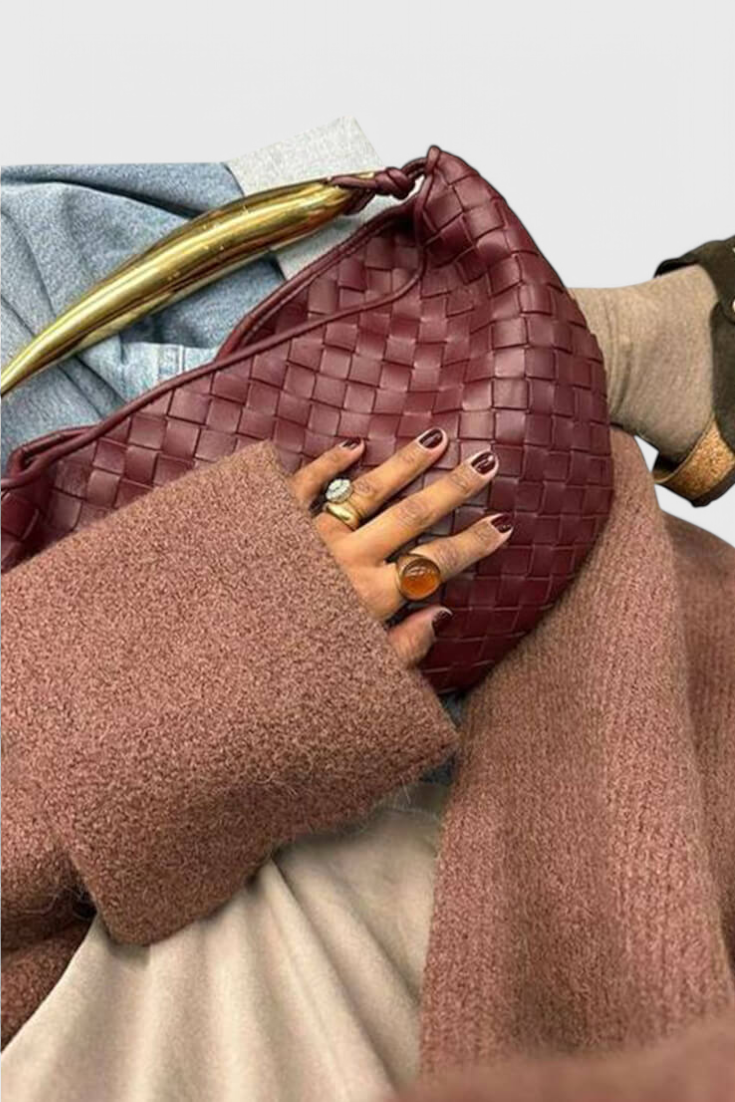 Bolso dorado elegante para mujer — mini bolso de lujo con asa metálica