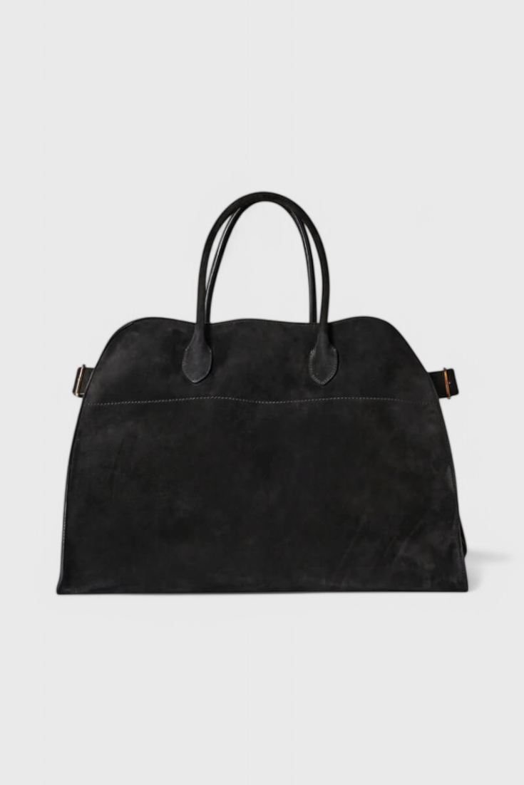 Bolso tote grande para mujer, marrón elegante, bolso amplio en cuero vegano con acabado efecto ante