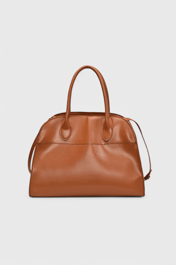Bolso tote grande para mujer, marrón elegante, bolso amplio en cuero vegano con acabado efecto ante