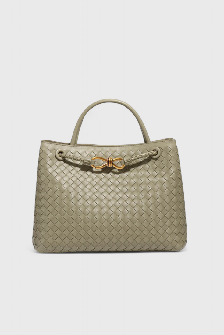 Bolso tejido para mujer negro, cuero vegano – elegante, grande y moderno