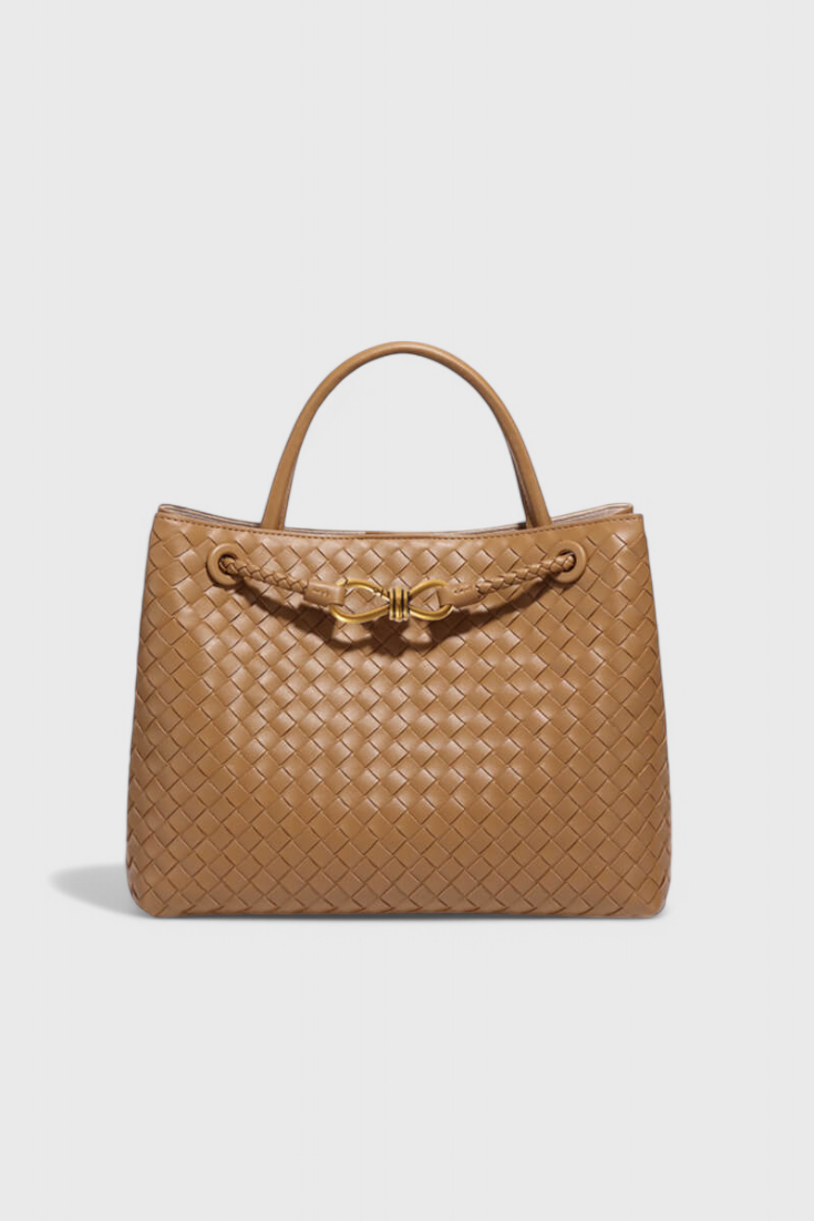 Bolso tejido para mujer negro, cuero vegano – elegante, grande y moderno
