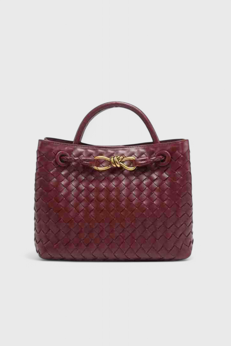 Bolso tejido para mujer negro, cuero vegano – elegante, grande y moderno