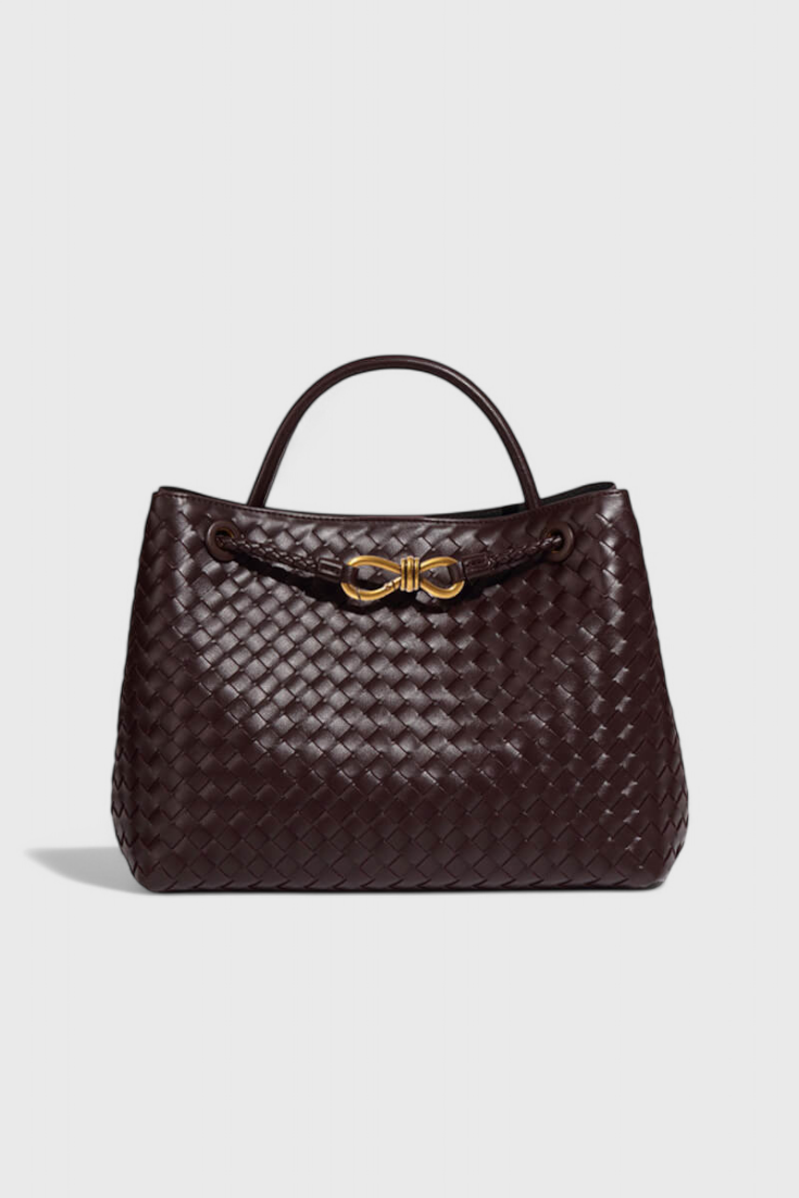 Bolso tejido para mujer negro, cuero vegano – elegante, grande y moderno