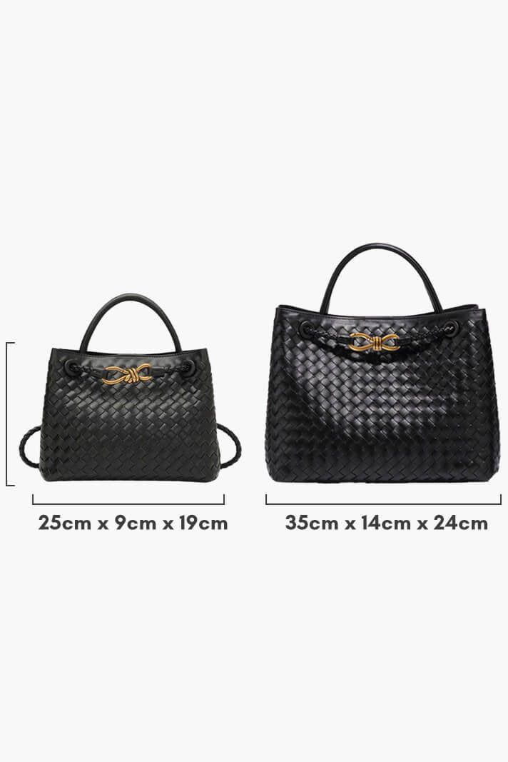 Bolso tejido para mujer negro, cuero vegano – elegante, grande y moderno