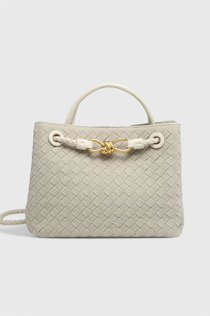 Bolso tejido para mujer negro, cuero vegano – elegante, grande y moderno