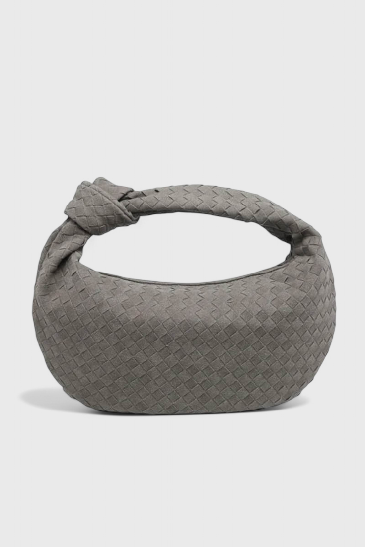 Bolso tejido para mujer beige, tamaño mediano, elegante con nudo moderno