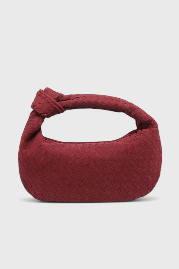 Bolso tejido para mujer beige, tamaño mediano, elegante con nudo moderno