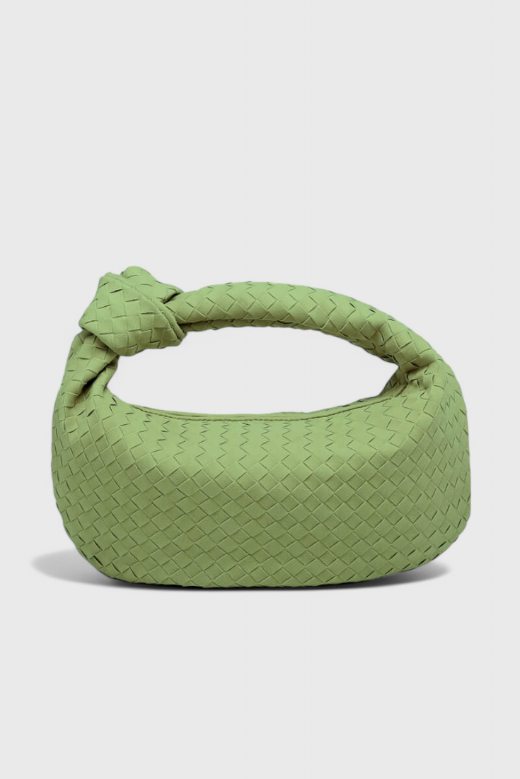 Bolso tejido para mujer beige, tamaño mediano, elegante con nudo moderno