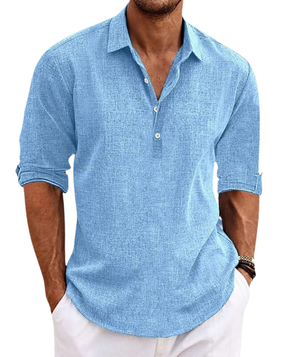 SABBIO Classic Cotton Shirt alternate blue view