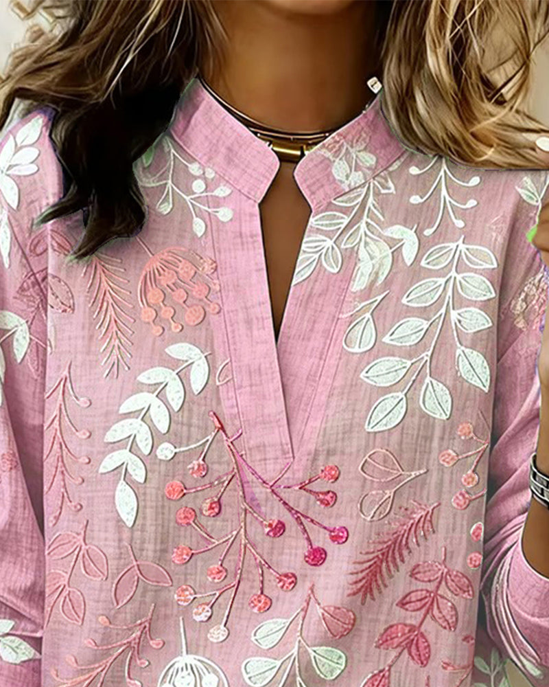 Blusa mujer floral elegante con escote en V – ligera y cómoda para el verano