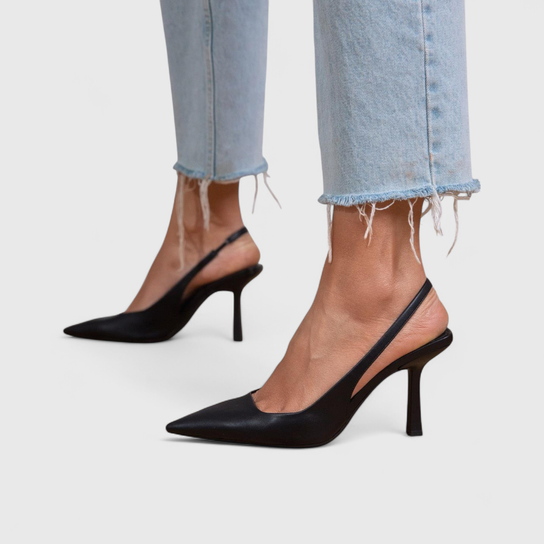 Tacones slingback para mujer en ante, puntera fina y tacón kitten: elegantes para oficina y ocasiones casuales