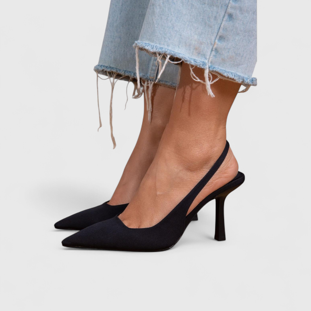 Tacones slingback para mujer en ante, puntera fina y tacón kitten: elegantes para oficina y ocasiones casuales