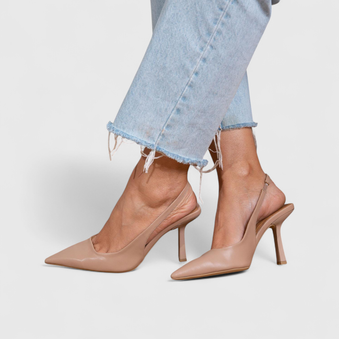 Tacones slingback para mujer en ante, puntera fina y tacón kitten: elegantes para oficina y ocasiones casuales