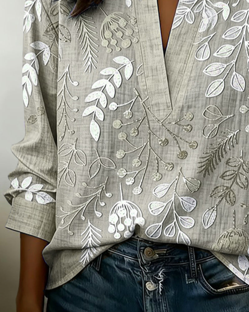 Blusa mujer floral elegante con escote en V – ligera y cómoda para el verano