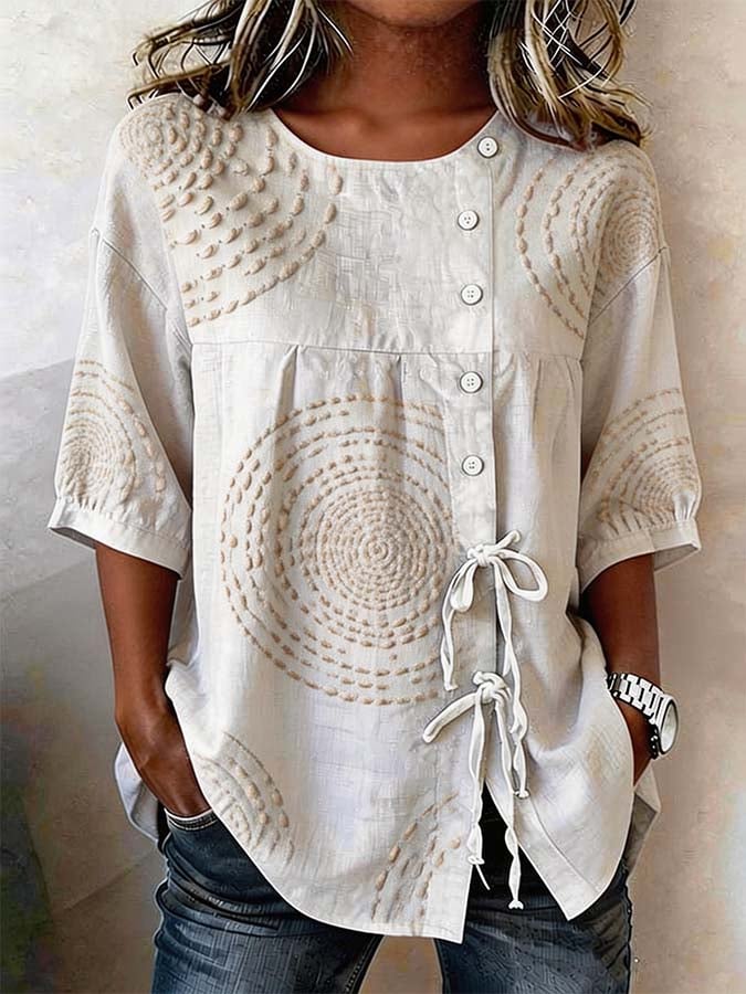 Camisa casual para mujer con estampado y botones – suave, ligera y cómoda