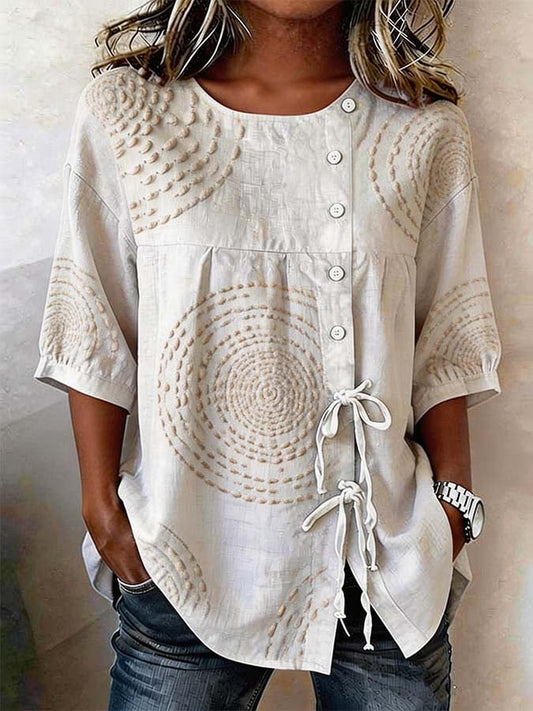 Camisa casual para mujer con estampado y botones – suave, ligera y cómoda