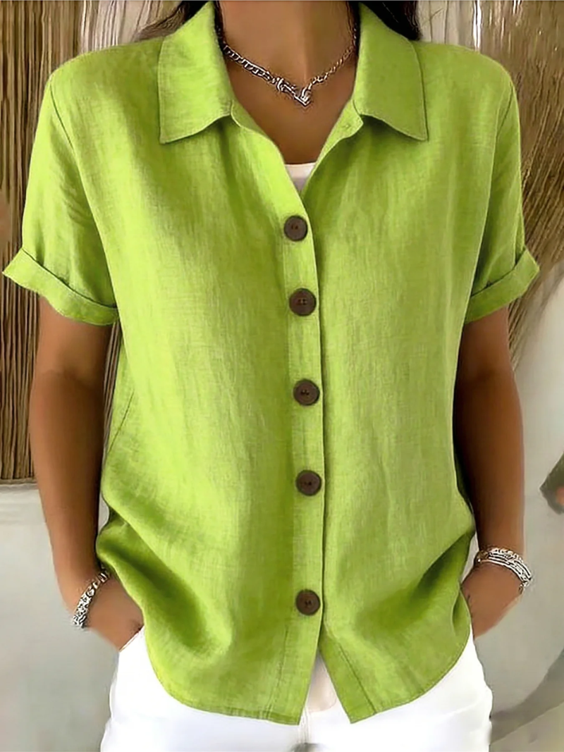 Blusa para mujer con botones delanteros y estilo casual elegante