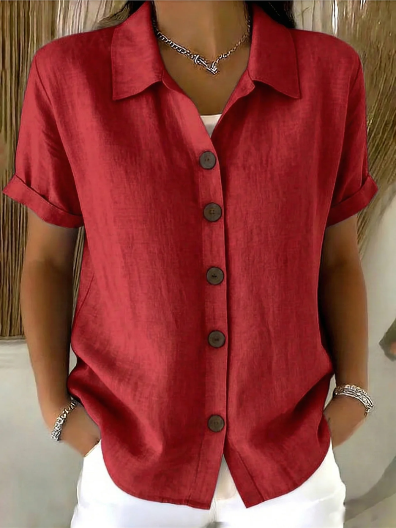 Blusa para mujer con botones delanteros y estilo casual elegante