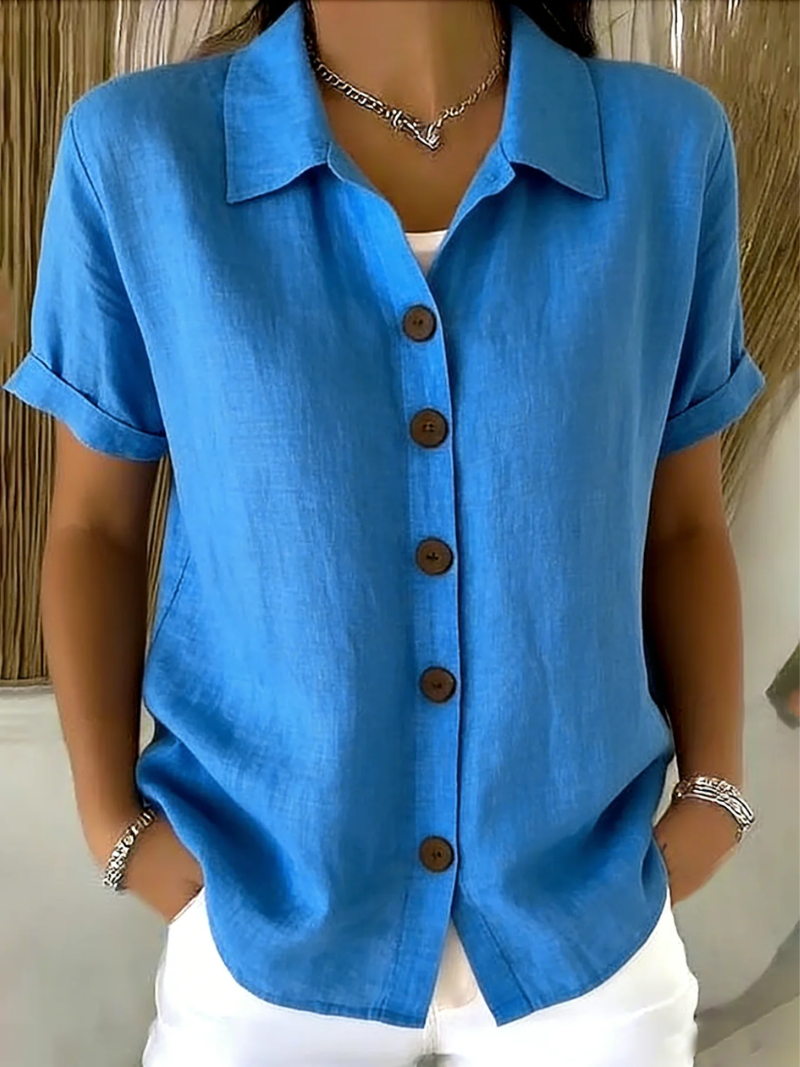 Blusa para mujer con botones delanteros y estilo casual elegante