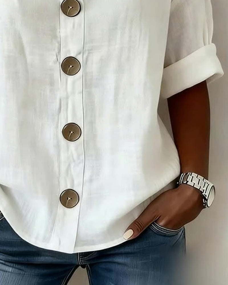 Blusa de Algodón para Mujer con Botones – Estilo Holgado y Comodidad Diaria