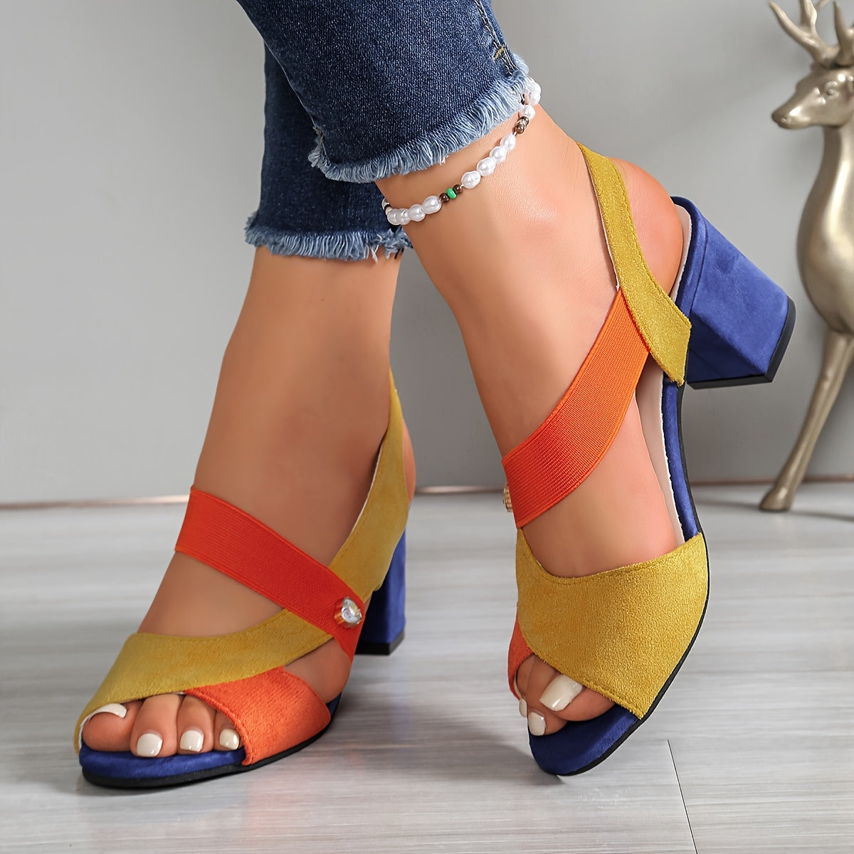 Sandalias ortopédicas para damas con tacón de bloque y tiras cruzadas, comodidad y soporte duraderos