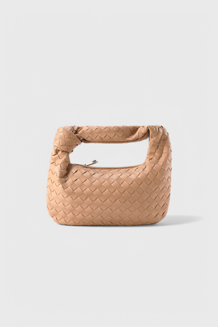 Bolso Satchel Mini Rojo para Mujer – Tejido Elegante, Cuero Vegano y Diseño Compacto